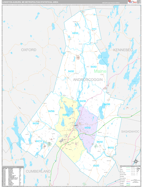 Lewiston-Auburn Metro Area Wall Map